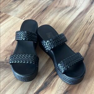 Black Woven Strap Sandals